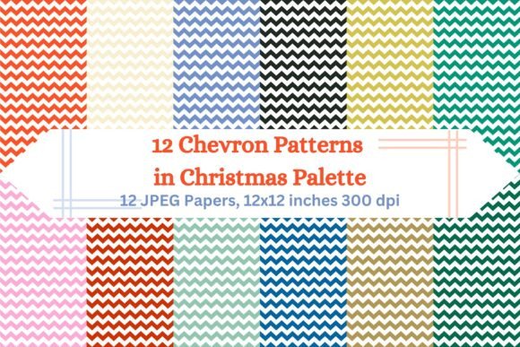 12 Chevron Patterns in Christmas Palette for Festive Design