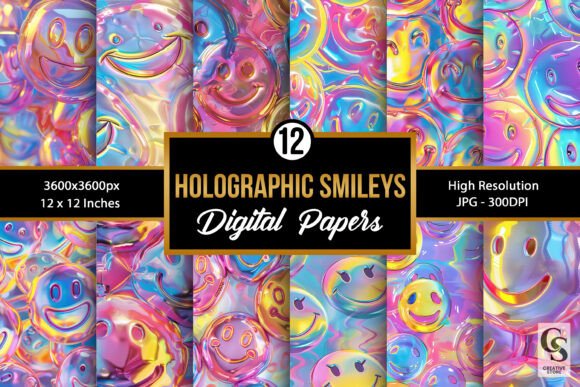 3D Holographic Smiley Faces Patterns: Elevate Your Digital Craft Projects