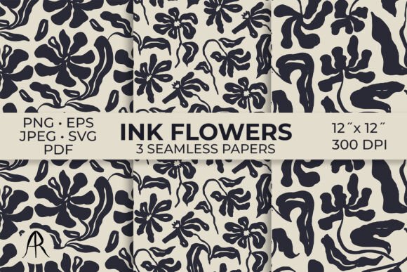 Black Ink Brush Bold Flowers Patterns: Elevating Modern Design with Timeless Elegance