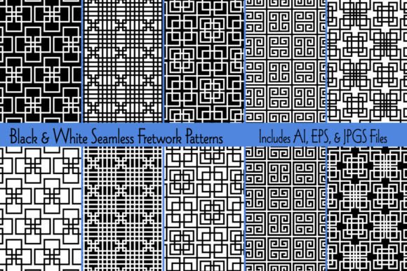 Black White Seamless Fretwork Patterns
