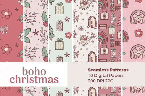 Boho Christmas Seamless Patterns: Elevating Holiday Design with Organic Warmth