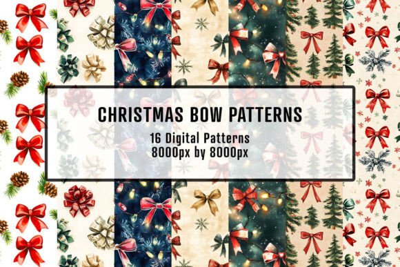 Christmas Bow Patterns - Seamless Design: A Creative Resource for Seasonal Projects