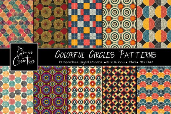 Colorful Circles Seamless Patterns Set for Modern Design