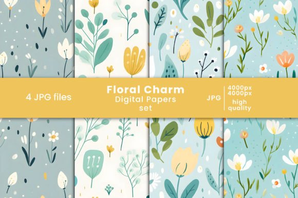 Floral Charm Digital Paper and Patterns
