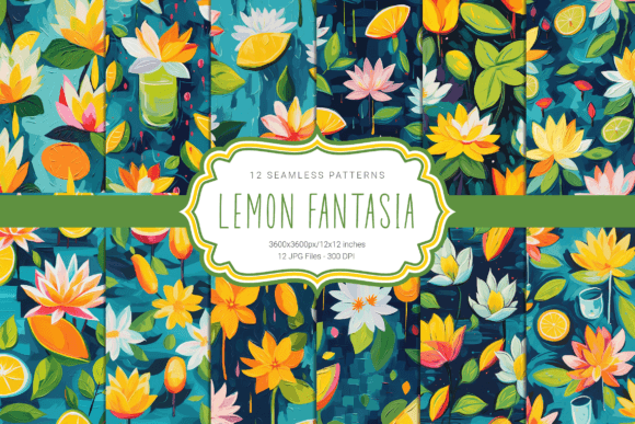 Lemon Fantasia Seamless Patterns