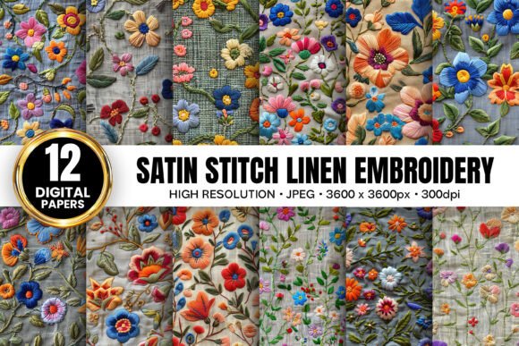 Satin Stitch Linen Embroidery Patterns for Creators