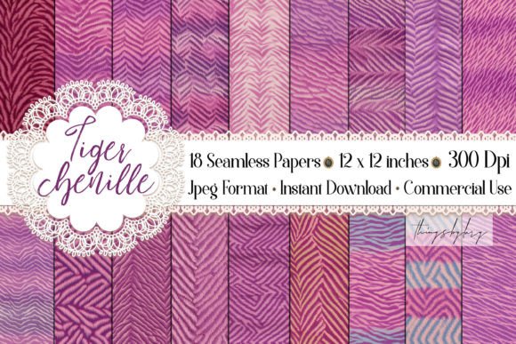 Seamless Pink Tiger Chenille Patterns